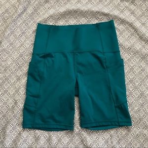 Teal Compression Shorts with Pockets